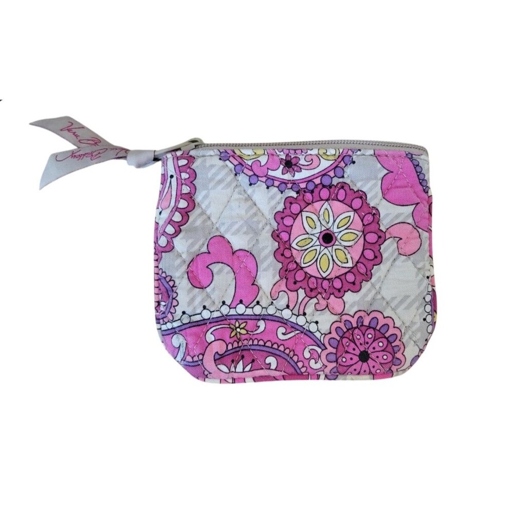 VTG Vera Bradley Pink Quilted Paisley Meets Plaid Coin Purse - Picture 2 of 5